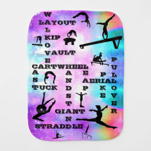 Gymnastics Crosswords Girls Burp Cloth