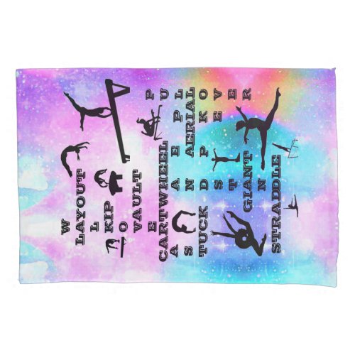 Gymnastics Crosswords Hologram Pillowcase w Name