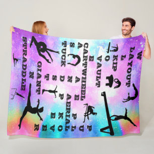 Gymnastics Crosswords Skills Fleece Blanket