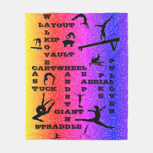 Gymnastics Crosswords Skills Rainbow Sparkle Fleece Blanket