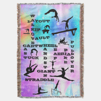 Gymnastics Crosswords Throw Blanket