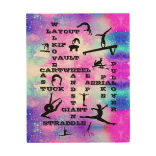 Gymnastics Crosswords Wood Wall Art