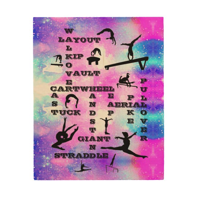 Gymnastics Crosswords Wood Wall Art (Front)