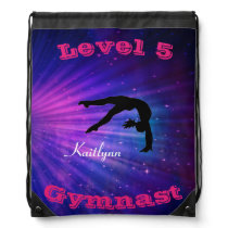 Gymnastics Custom Level & Name Drawstring Backpack Gymnastics Custom Level & Name Drawstring Backpack