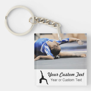 Gymnastics Custom Photo Name and Text Keychain