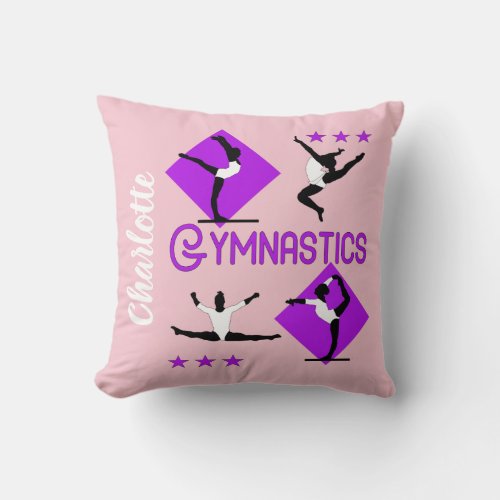 Gymnastics Cute Girls Personalized Throw Pillow