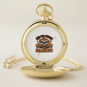 Gymnastics Dad Halloween Vintage Pumpkin Skull_1 Pocket Watch