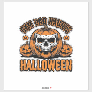 Gymnastics Dad Halloween Vintage Pumpkin Skull_1 Sticker