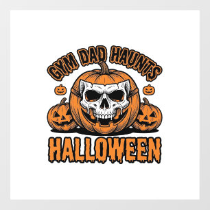 Gymnastics Dad Halloween Vintage Pumpkin Skull_1 Window Cling