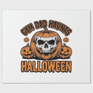 Gymnastics Dad Halloween Vintage Pumpkin Skull_1 Wrapping Paper