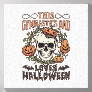 Gymnastics Dad Loves Halloween Skull Pumpkins Bats Canvas Photo Tile