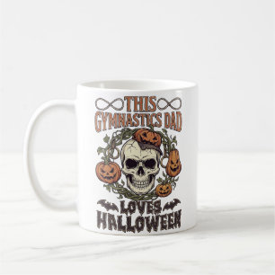 Gymnastics Dad Loves Halloween Skull Pumpkins Bats Coffee Mug