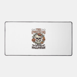 Gymnastics Dad Loves Halloween Skull Pumpkins Bats Desk Mat
