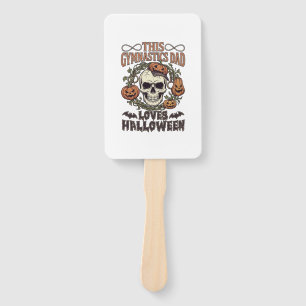Gymnastics Dad Loves Halloween Skull Pumpkins Bats Hand Fan
