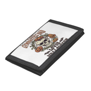 Gymnastics Dad Loves Halloween Skull Pumpkins Bats Trifold Wallet