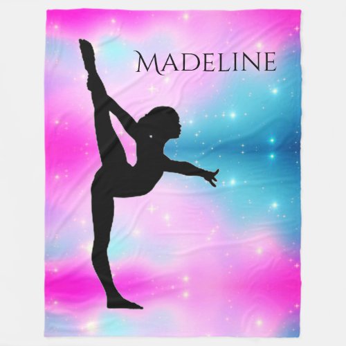 Gymnastics Dance or Cheer Gradient w Her Name Fleece Blanket