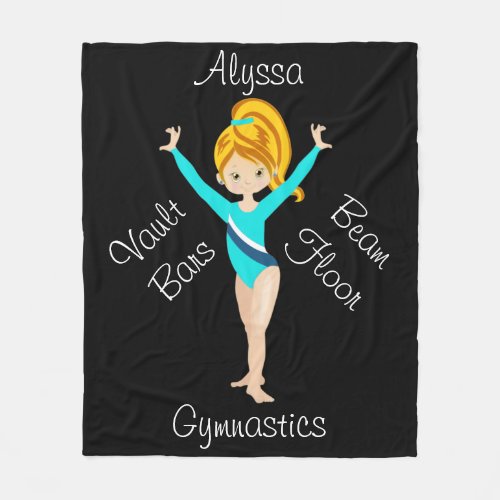 Gymnastics Deep Blonde Hazel Eyes Turquoise Leo Fleece Blanket