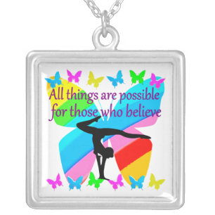 GYMNASTICS DREAMS COME TRUE SILVER PLATED NECKLACE