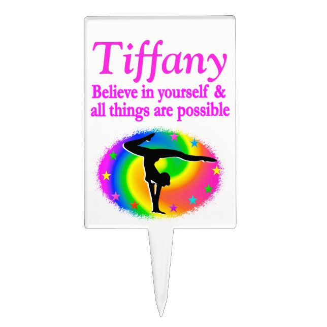 GYMNASTICS DREAMS PERSONALIZED CAKE PIC TOPPER (Front)