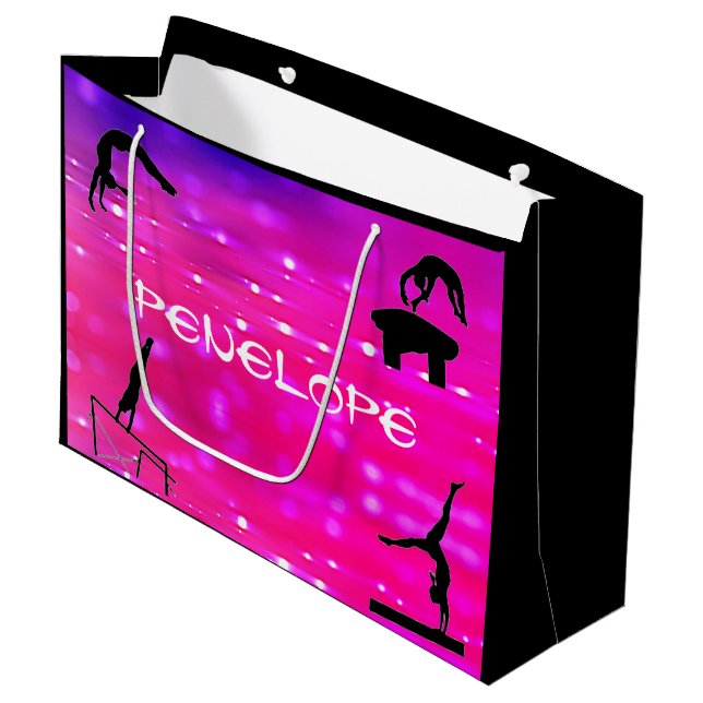 Gymnastics Events Gift Bag Personalized w/ Name (Front Angled)