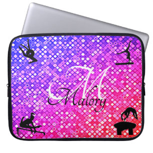 Gymnastics Events Monogram Sparkle Personalized Laptop Sleeve