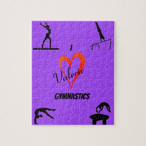 Gymnastics Events Purple Puzzle with Name