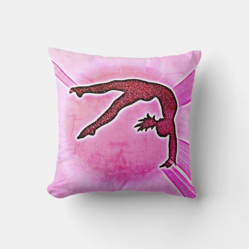 Gymnastics Faux Cherry Sparkle Throw Pillow