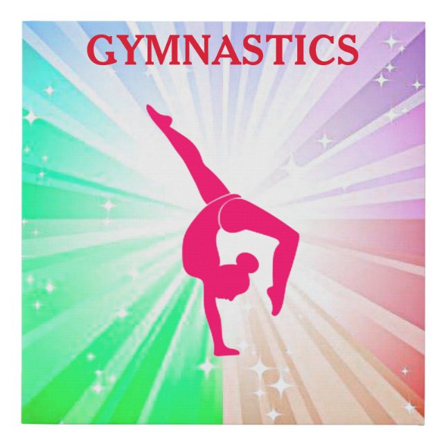 Gymnastics faux wrapped canvas print. (Front)