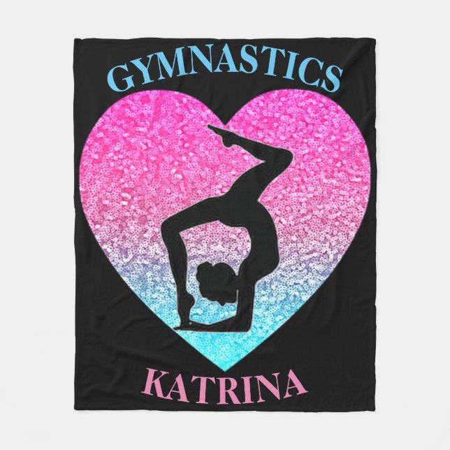 Gymnastics Fleece Blanket w/ Name of Gymnast (Front)