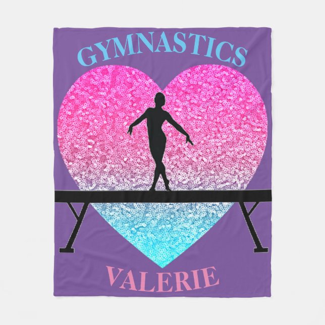 Gymnastics Fleece Blanket w/ Name of Gymnast (Front)