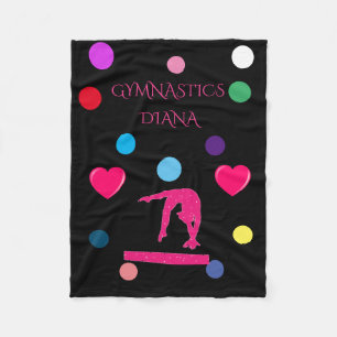"GYMNASTICS" fleece blanket with custom name.