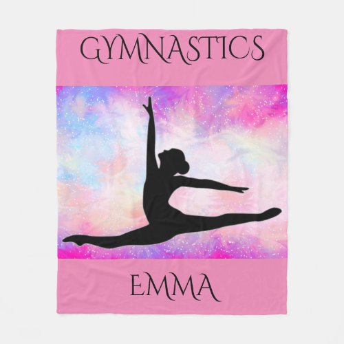 Gymnastics fleece blanket with personalized name