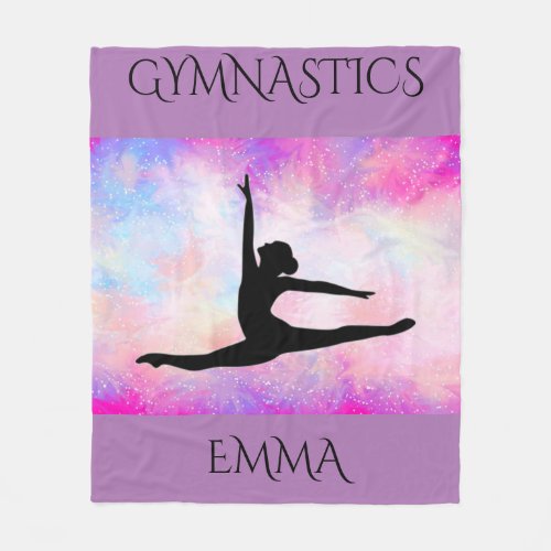 Gymnastics fleece blanket with personalized name