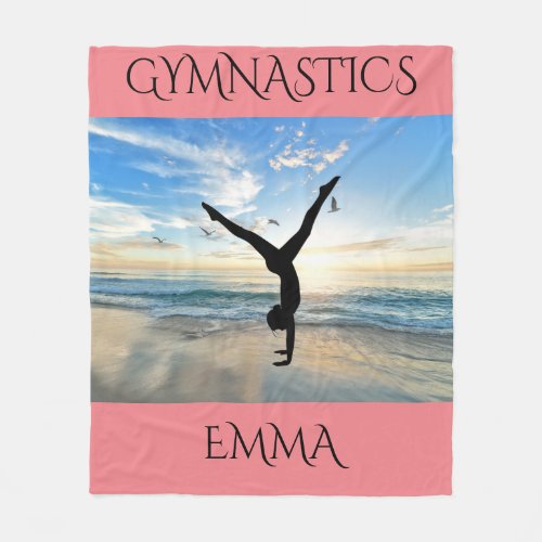 Gymnastics fleece blanket with personalized name