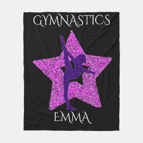 Gymnastics fleece blanket with personalized name