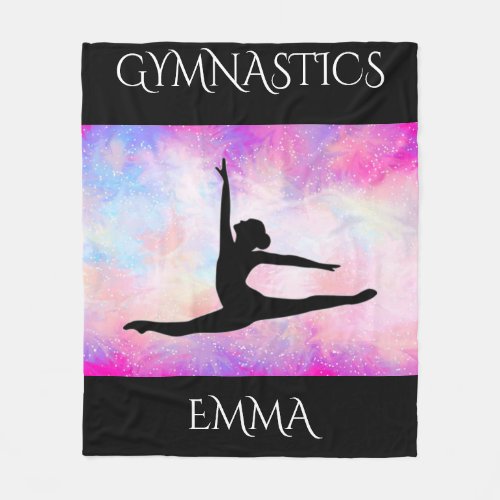 Gymnastics fleece blanket with personalized name