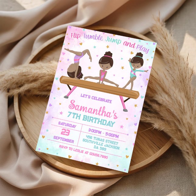 Gymnastics Flip Tumble Jump Birthday Invitation (Creator Uploaded)