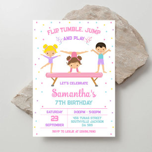 Gymnastics Flip Tumble Jump Birthday Invitation