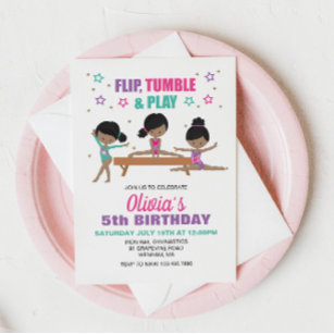 Gymnastics Flip Tumble & Play Birthday Invitation