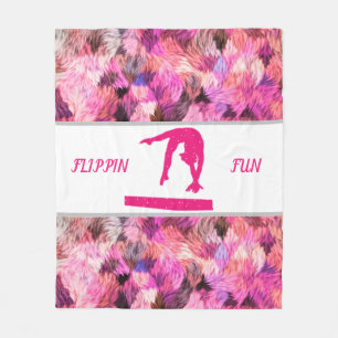 GYMNASTICS "FLIPPIN FUN" FLEECE BLANKET.