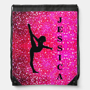 Gymnastics Floating Hearts   Drawstring Bag