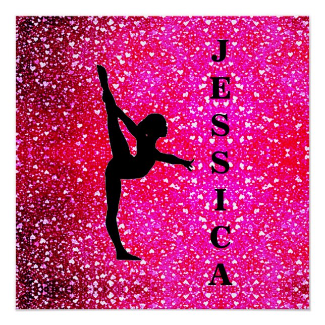 Gymnastics Floating Hearts     Poster (Front)