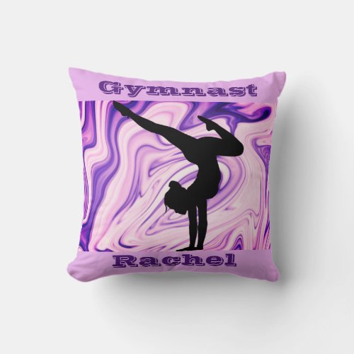 Gymnastics Floor Beam Vault Bars Custom Purple Throw Pillow
