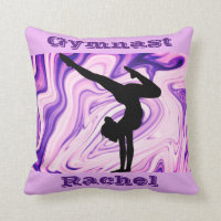Gymnastics Floor, Beam, Vault, Bars Custom Purple Throw Pillow