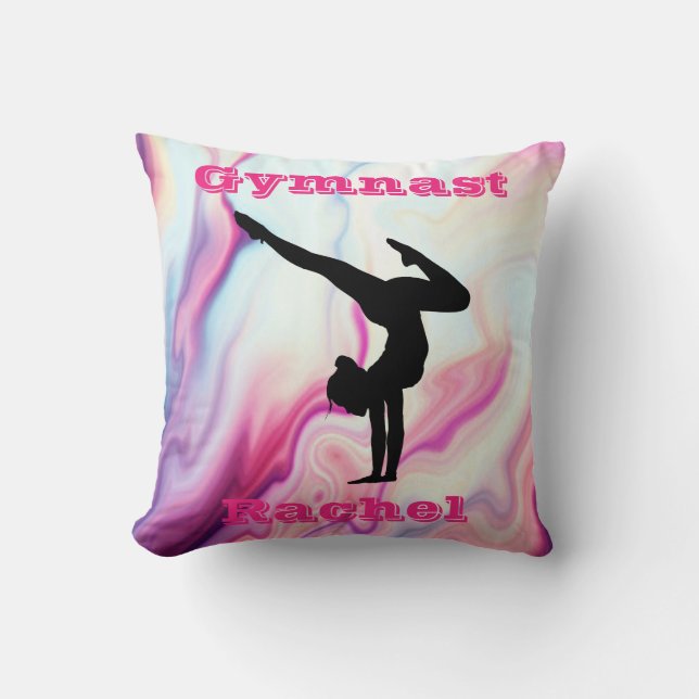 Gymnastics Floor, Beam, Vault, Bars Personalized Throw Pillow (Front)