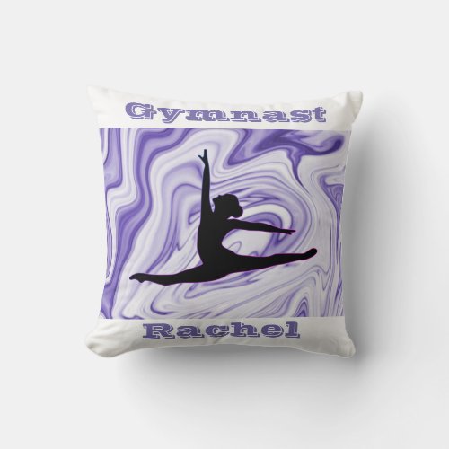 Gymnastics Floor Beam Vault Bars PurpleWhite Throw Pillow