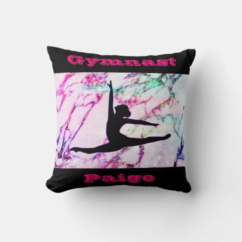 Gymnastics Floor Beam Vault Bars w Custom Name Throw Pillow