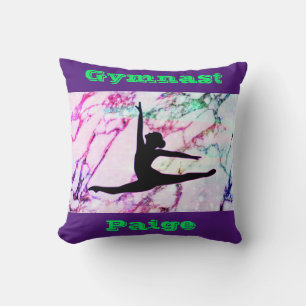 Gymnastics Floor, Beam, Vault, Bars w/ Custom Name Throw Pillow