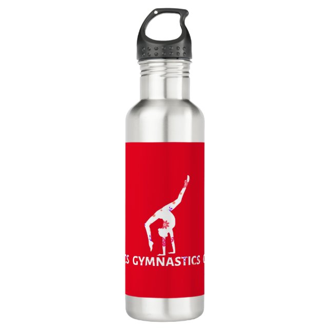 Gymnastics Flower Power Handstand    Stainless Steel Water Bottle (Front)