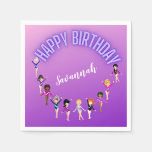 Gymnastics Friends "Happy Birthday" Purple Ombre   Napkins